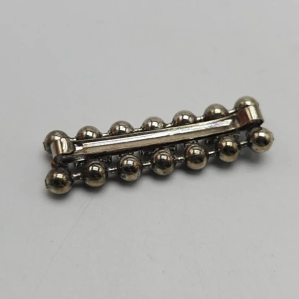 Vintage Clear Rhinestone Hair Clip With Gold Tone Metal Classic Design 2 Inch